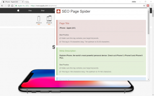 Our SEO Page Spider shows important SEO information